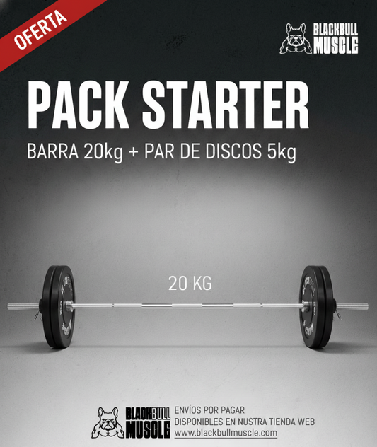 Pack Starter Barra + Discos Black Bull Muscle